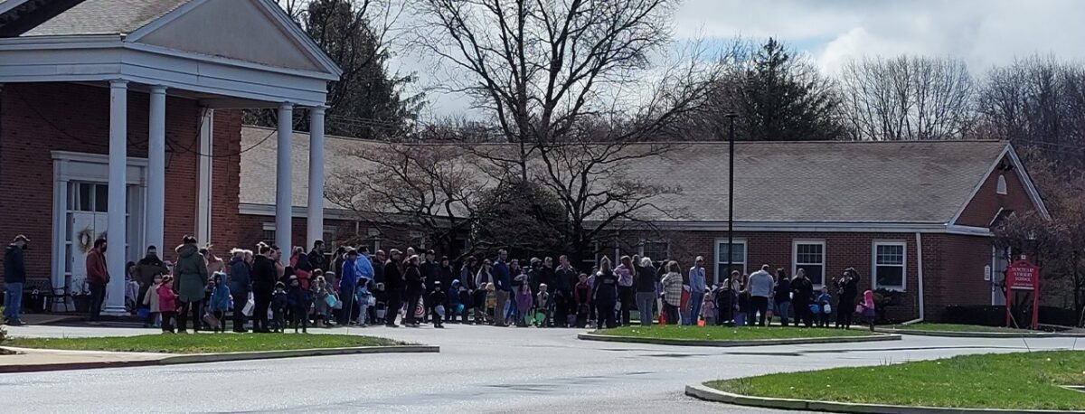 Church Group Lined Up Outside